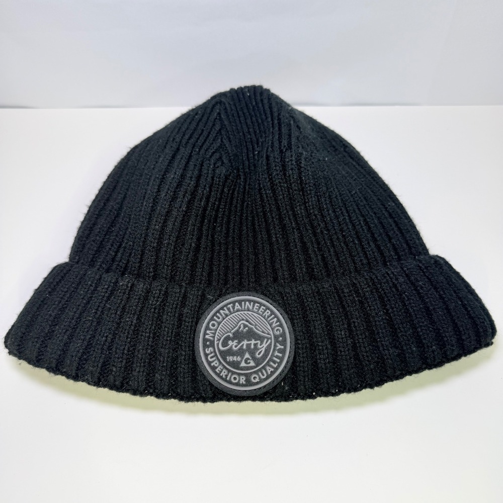 Gerry Mountaineering Mens Black Ribbed Knit Fleece Lined Beanie Hat‎ One Size